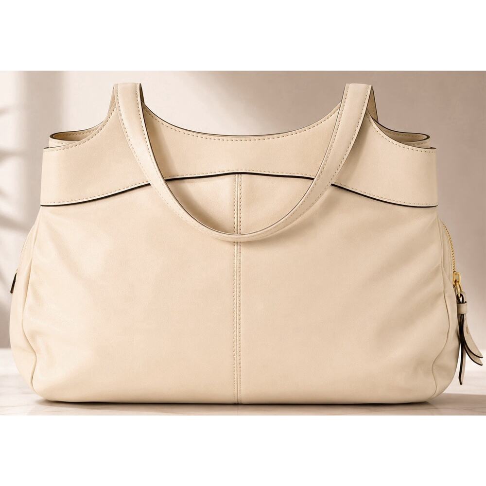 Coach Cream Leather Pleated Crossbody Bag - Picture 3 of 7